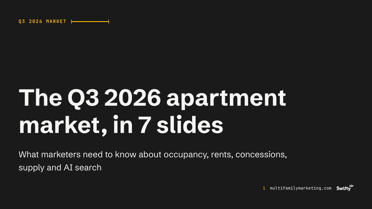 First slide of The Q3 2026 apartment market, in 7 slides
